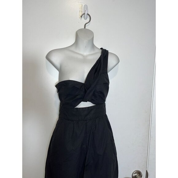 A.L.C. Black Athelia One Shoulder Wide Leg Jumpsuit 100% Cotton Women's Size 00 - Picture 4 of 11